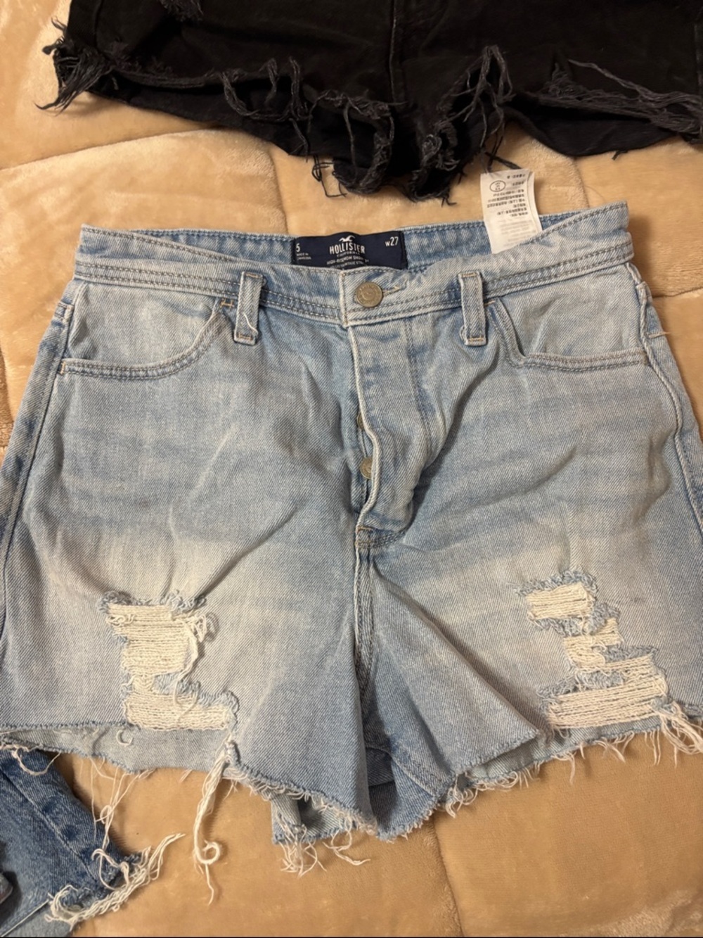 Hollister Light Wash Ripped Denim Shorts